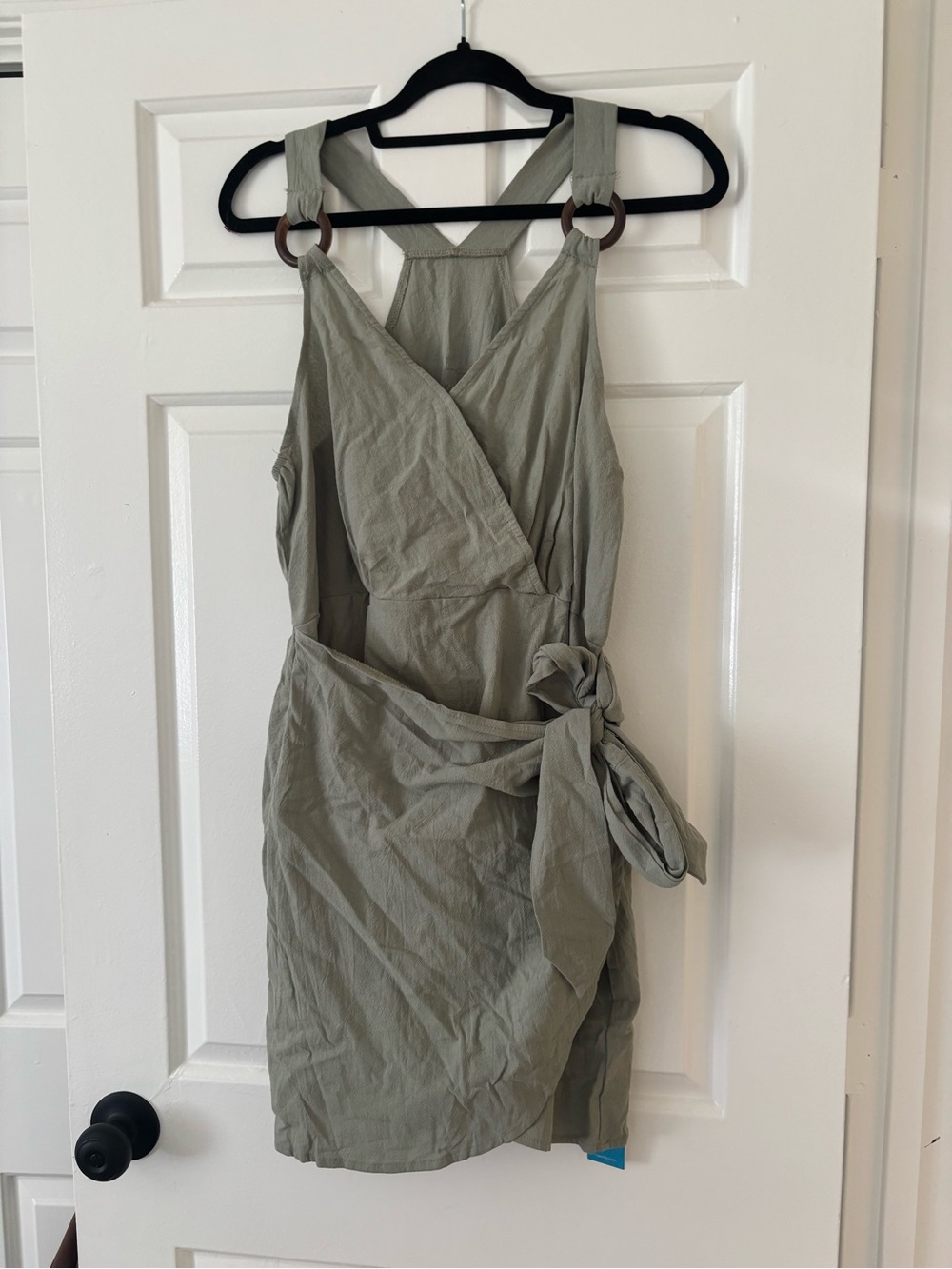 Cupshe Sage Green Wrap Sundress with Ring Straps - 100% Cotton - L - NWT - Picture 6 of 9